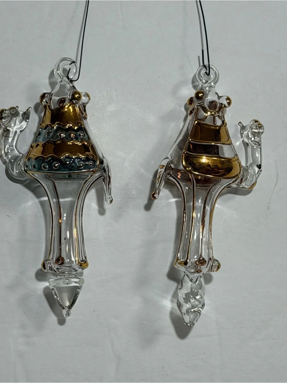 Glass Camel Holiday Ornaments with Gold Accents